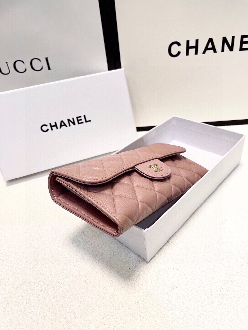 Chanel Classic Flap Long Wallet, Pink Caviar Leather - Picture 7 of 9